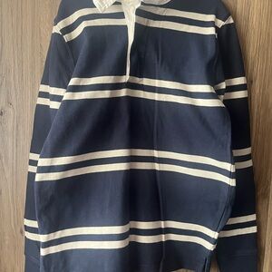J. Crew Boy’s Navy and White Striped Rugby Polo, size M (8-9)